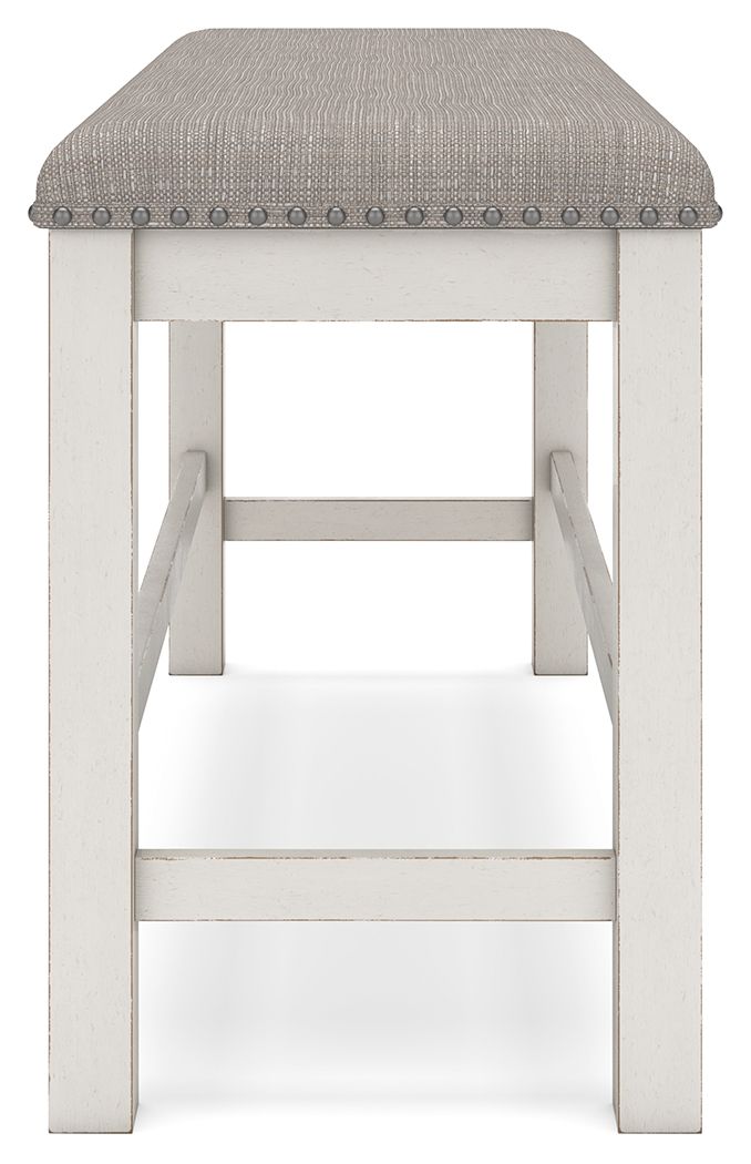 Robbinsdale - Antique White - Dbl Counter Height Upholstered Dining Bench by Signature Design by Ashley® | Bel Furniture