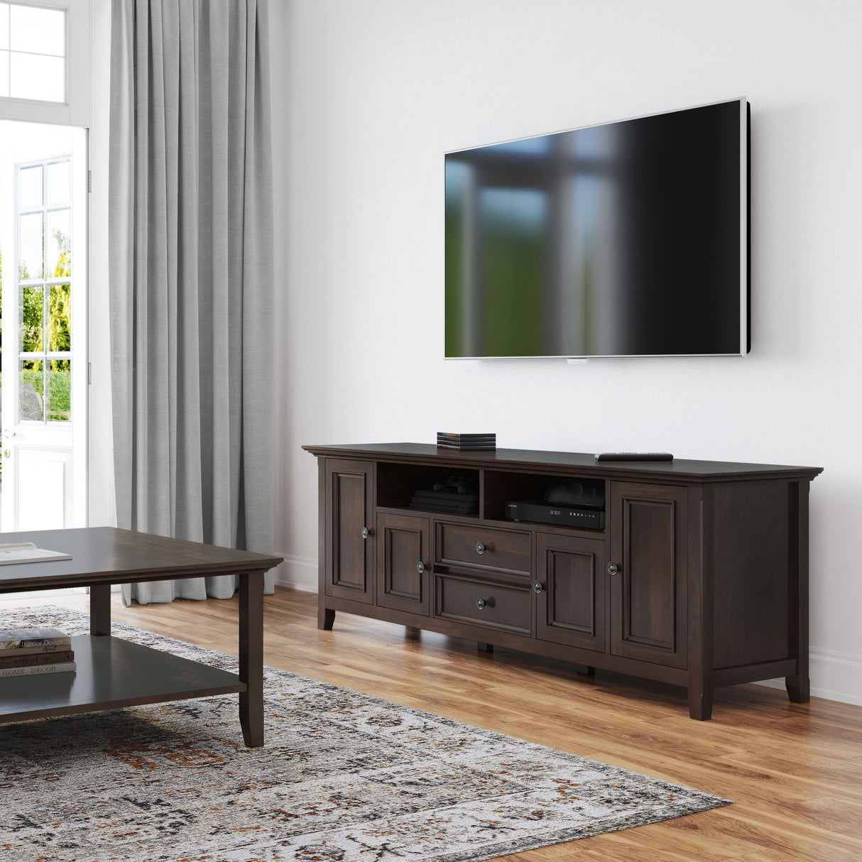 Amherst - Wide TV Media Stand by Simpli-Home | Bel Furniture