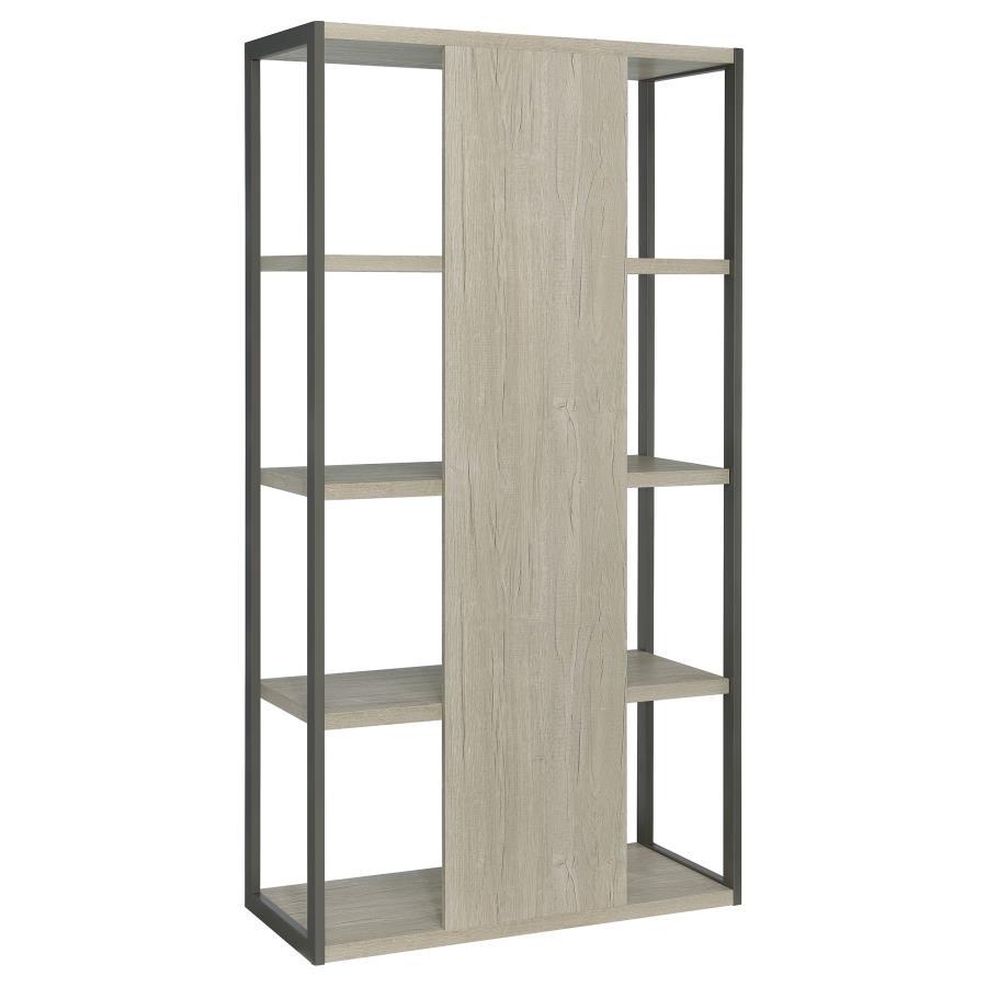 Loomis - 72" 4-Shelf Bookshelf - Whitewashed Gray by CoasterEssence | Bel Furniture