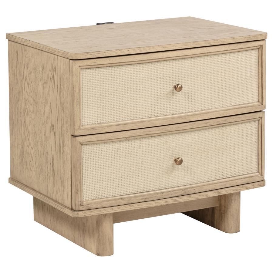 Kailani - 2-Drawer Nightstand Bedside Table - Beige Oak by Coaster Fine Furniture | Bel Furniture
