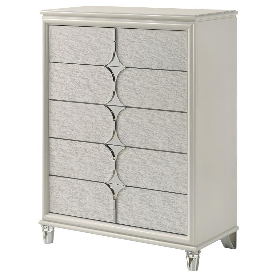 Olivia - 5-Drawer Bedroom Chest Of Drawers - Pearl White by Coaster Fine Furniture | Bel Furniture