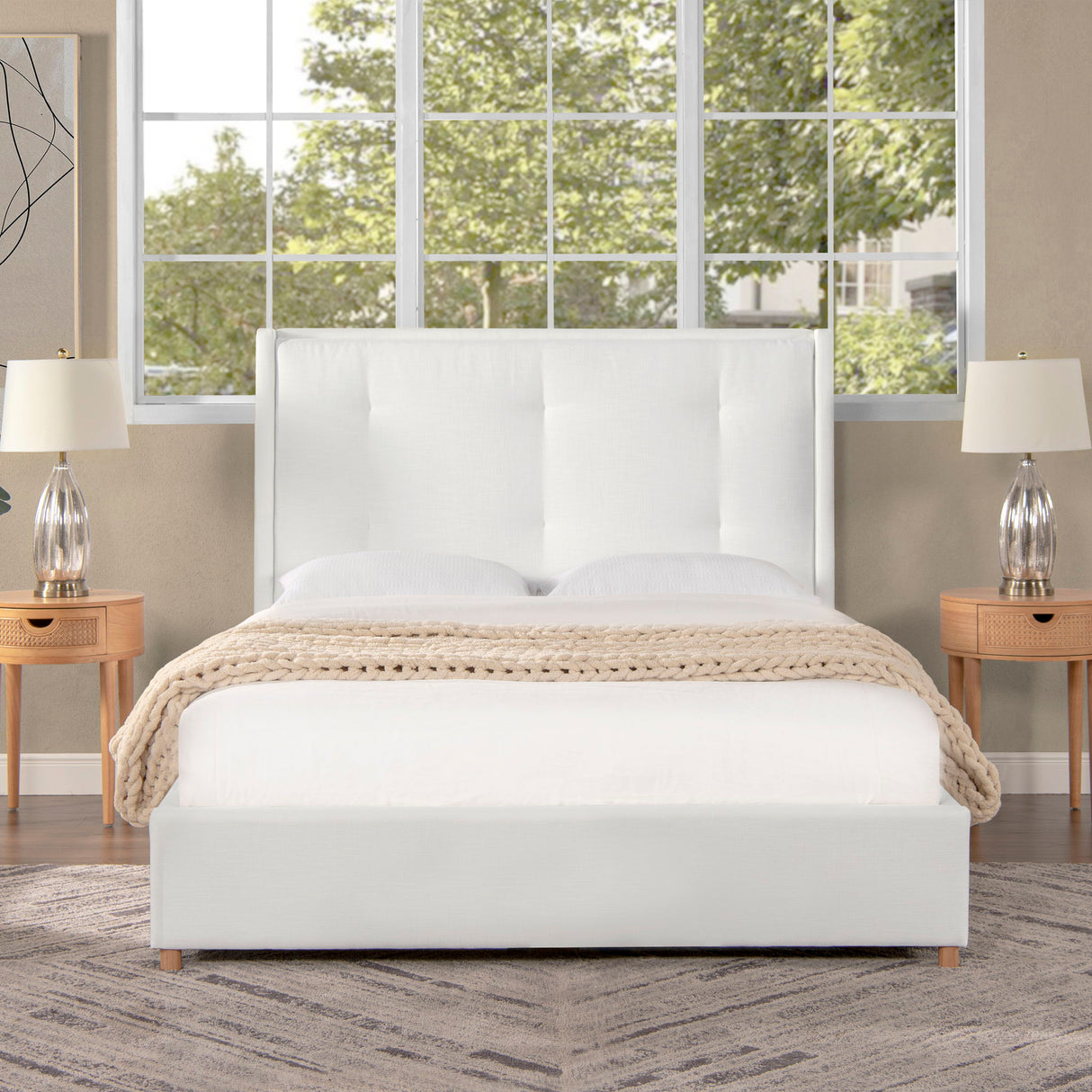 Miramar - Cushion Back Headboard Platform Bed Frame by Jennifer Taylor Home | Bel Furniture