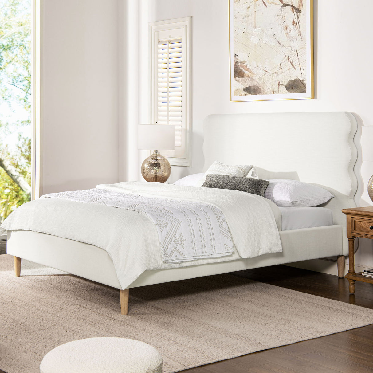 Stockholm - Modern Wavy Headboard Platform Bed by Jennifer Taylor Home | Bel Furniture