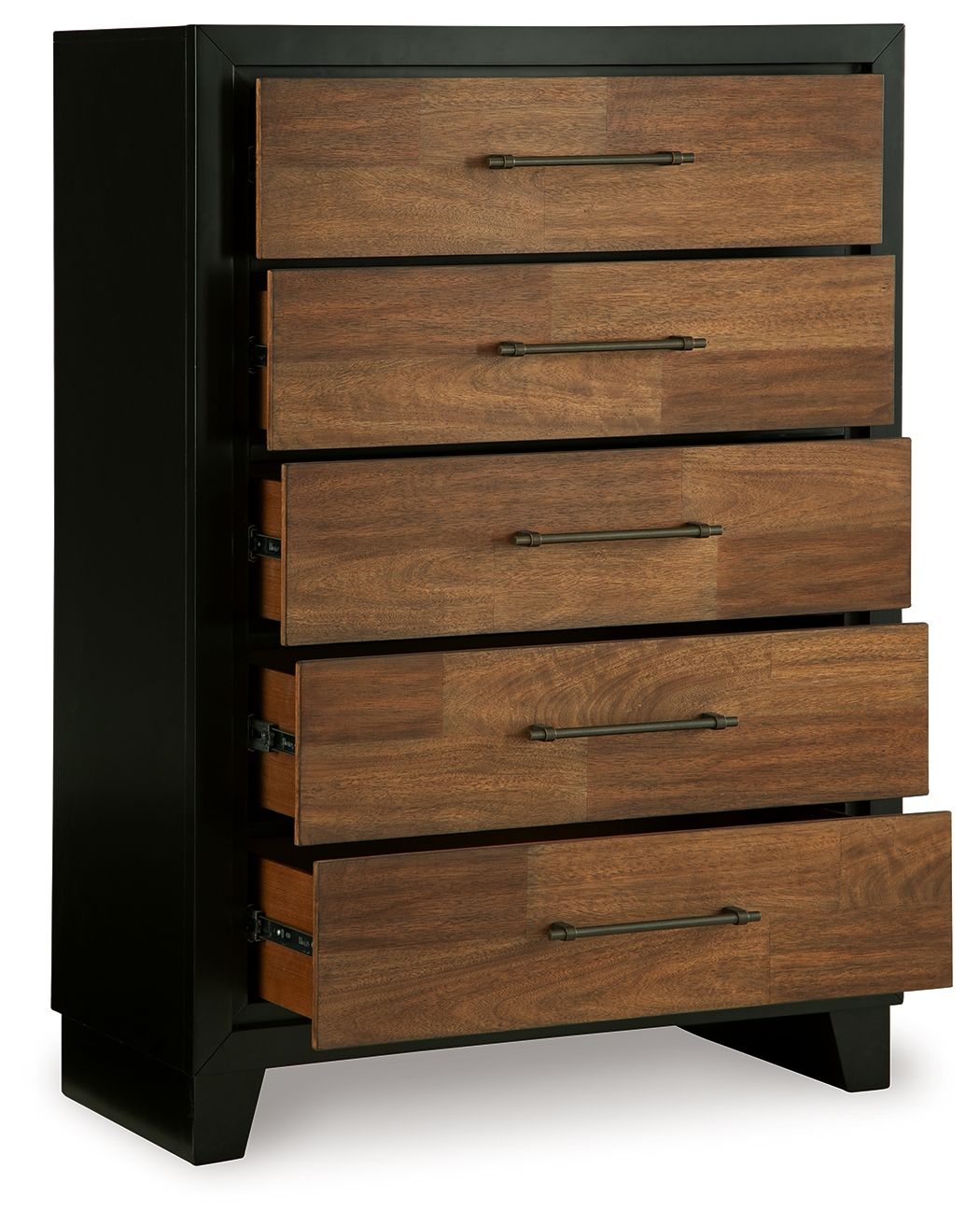 Kraeburn - Brown / Black - Five Drawer Chest by Benchcraft® | Bel Furniture
