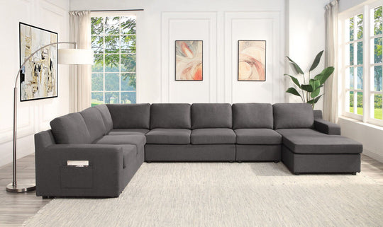 Waylon - Linen Sectional Sofa by Lilola Home | Bel Furniture