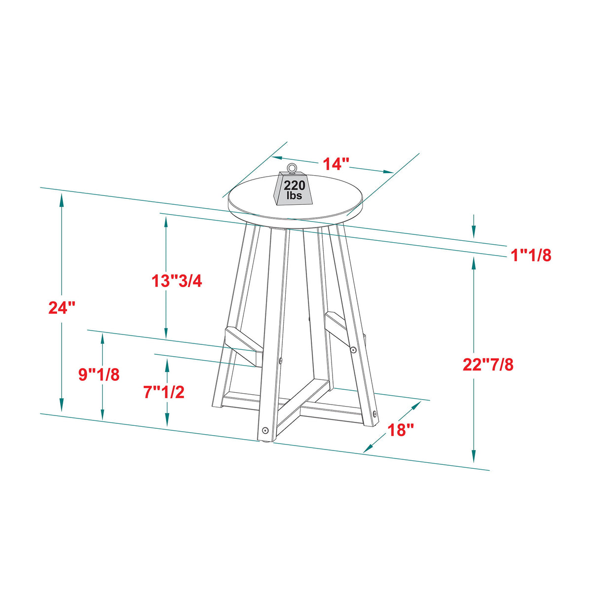 Rustic Distressed Round Dining Stool by Walker Edison | Bel Furniture