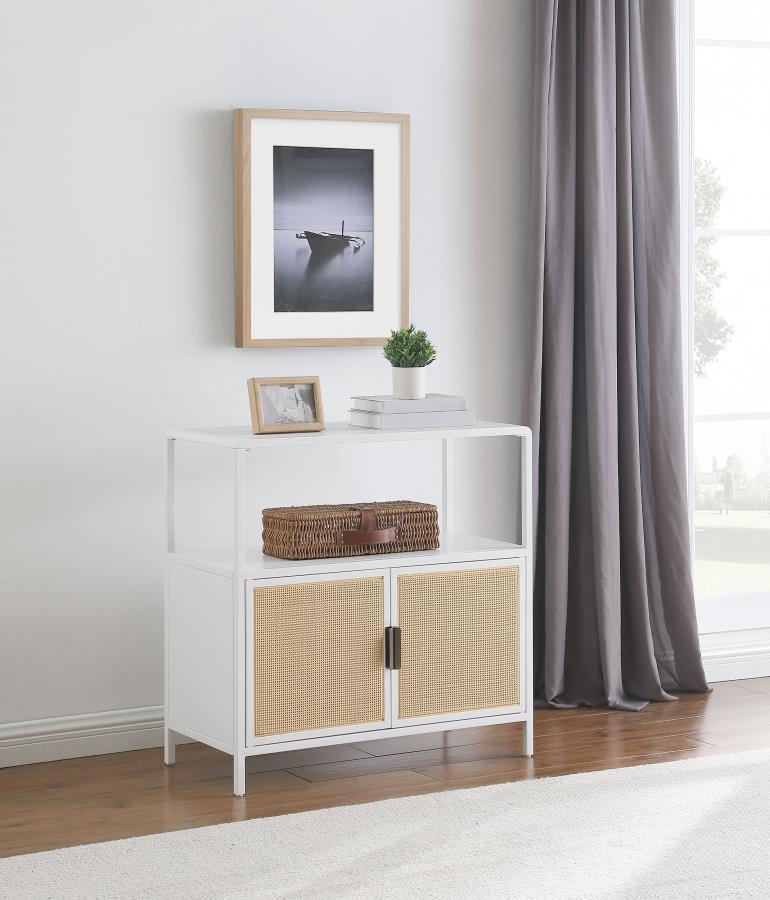 Amherst - 2-Door Radio Weave Cane Metal Accent Cabinet by Coaster Fine Furniture | Bel Furniture