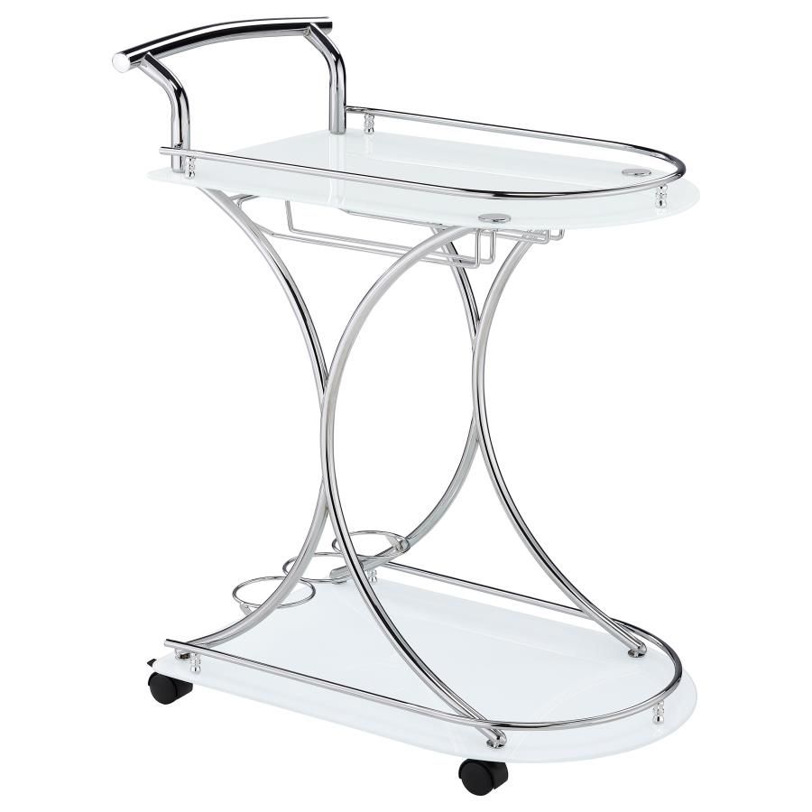 Elfman - 2-Shelve Serving Cart Pearl Silver by CoasterEveryday | Bel Furniture