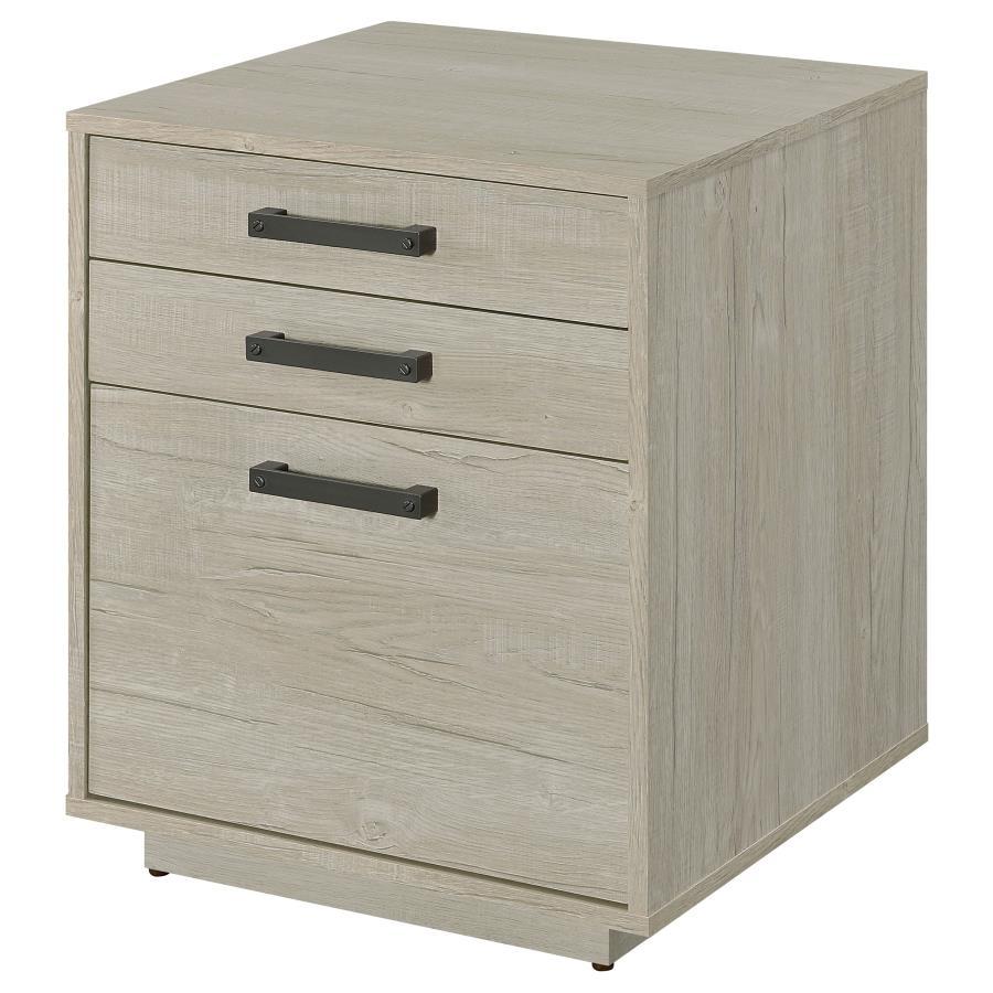 Loomis - 3-Drawer Home Office File Cabinet - Whitewashed Gray by CoasterEssence | Bel Furniture