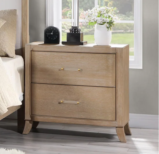 Seraphina Natural Oak 2-Drawer Nightstand with Textured Fronts