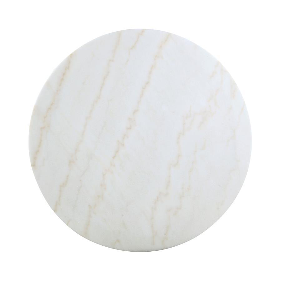 Kella - Round Marble Top Dining Table - White Marble by CoasterEssence | Bel Furniture