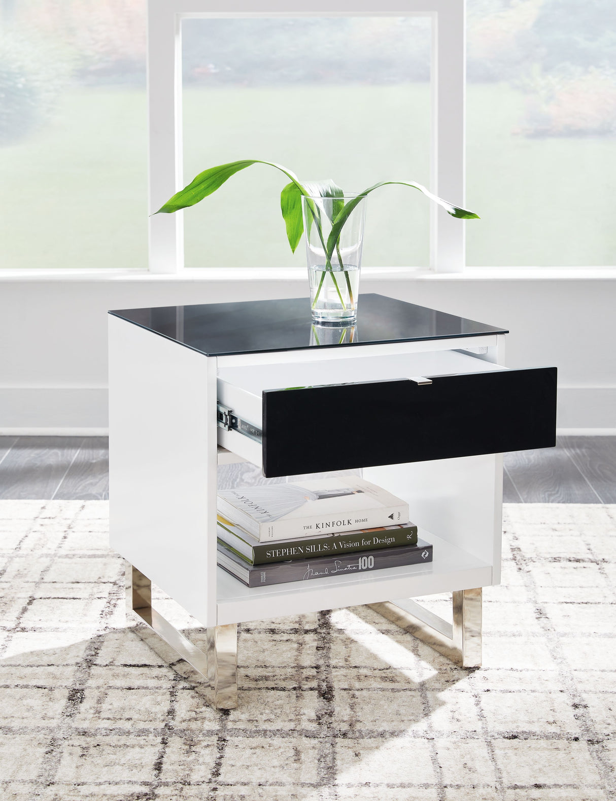 Gardoni - White / Black - Rectangular End Table by Signature Design by Ashley® | Bel Furniture