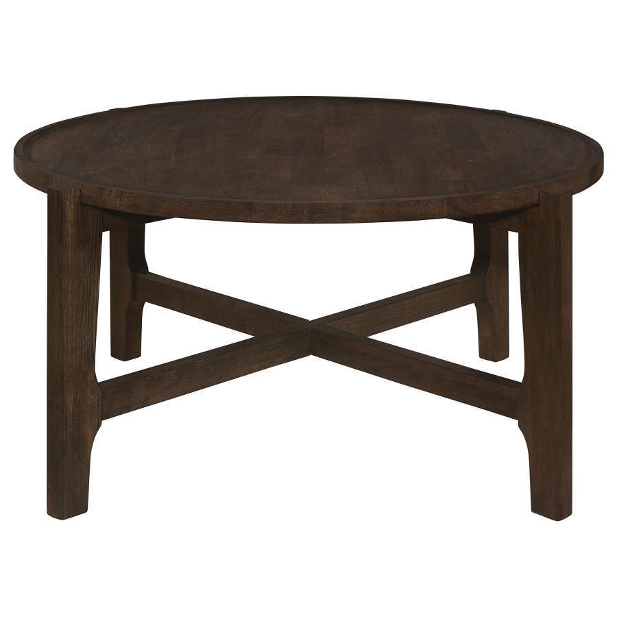 Cota - Round Solid Wood Coffee Table - Dark Brown by Coaster Fine Furniture | Bel Furniture