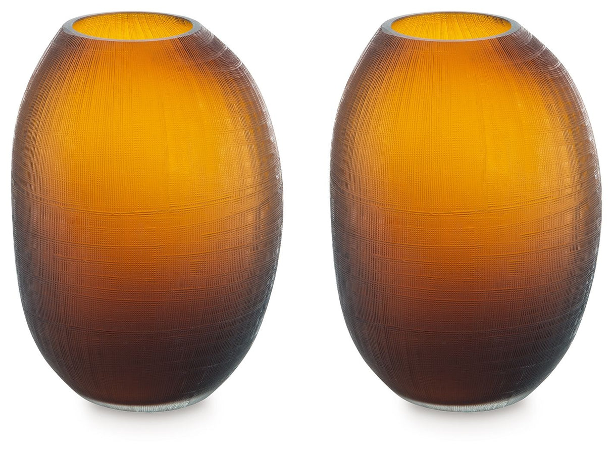Embersen - Vase Dark Brown 8''W x 8''D x 11''H 2 Pieces by Signature Design by Ashley® | Bel Furniture