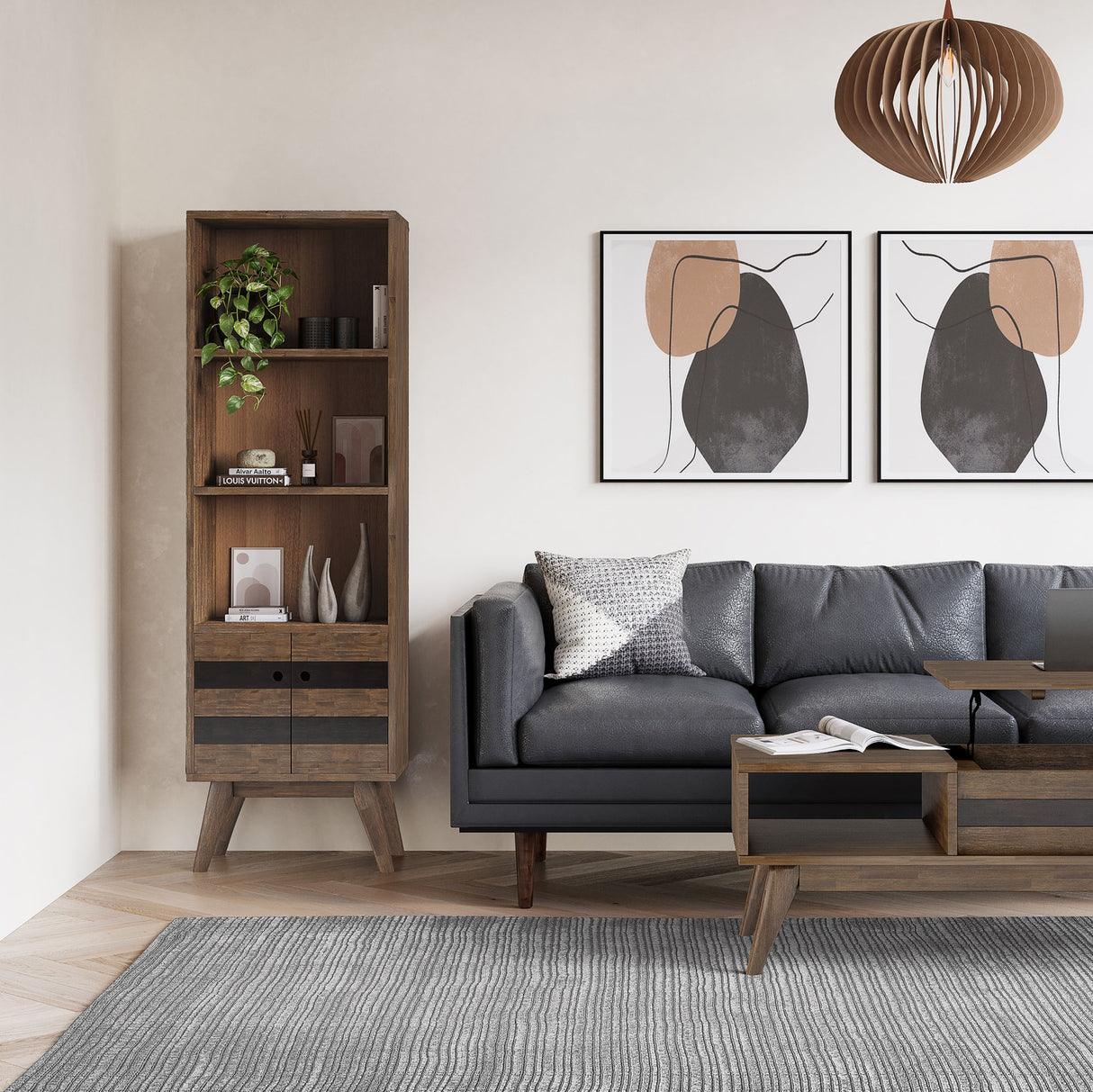 Clarkson - Bookcase With Storage - Rustic Natural Aged Brown by Simpli-Home | Bel Furniture