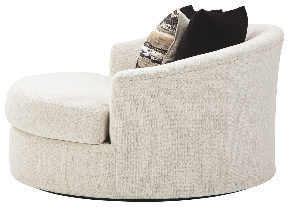 Cambri - Snow - Oversized Round Swivel Chair by Ashley® | Bel Furniture