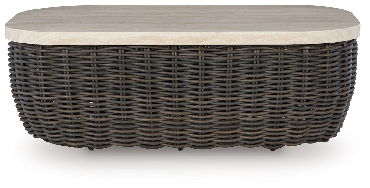 Kimora - Beige / Dark Brown - Rectangular Cocktail Table by Signature Design by Ashley® | Bel Furniture