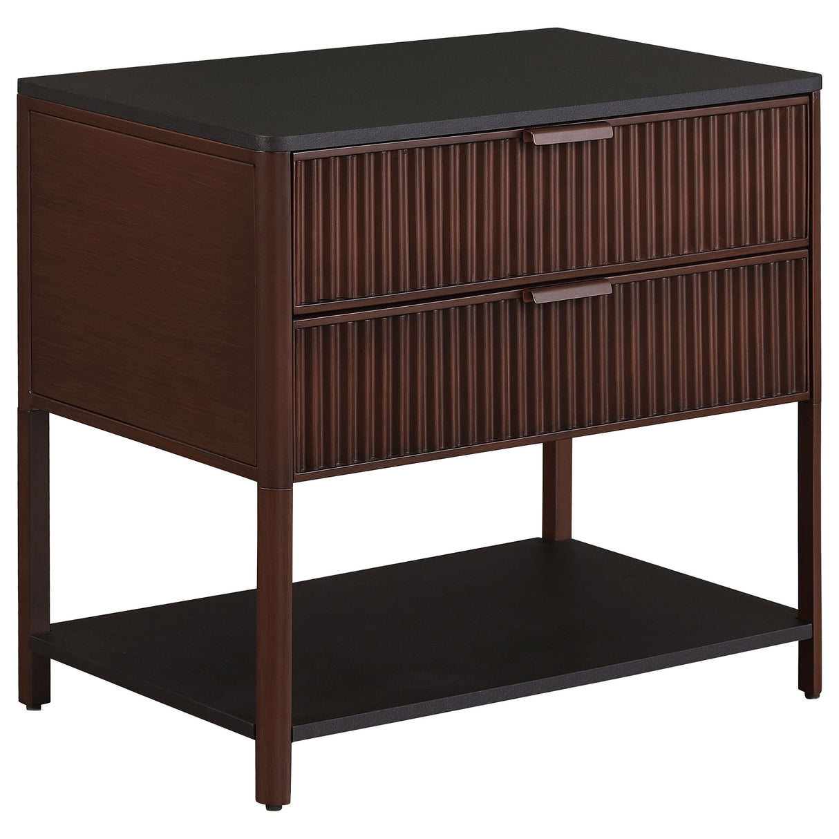 Zimmerlee - 2-Drawer Side Table with Shelf - Rust Brown by Coaster Fine Furniture | Bel Furniture