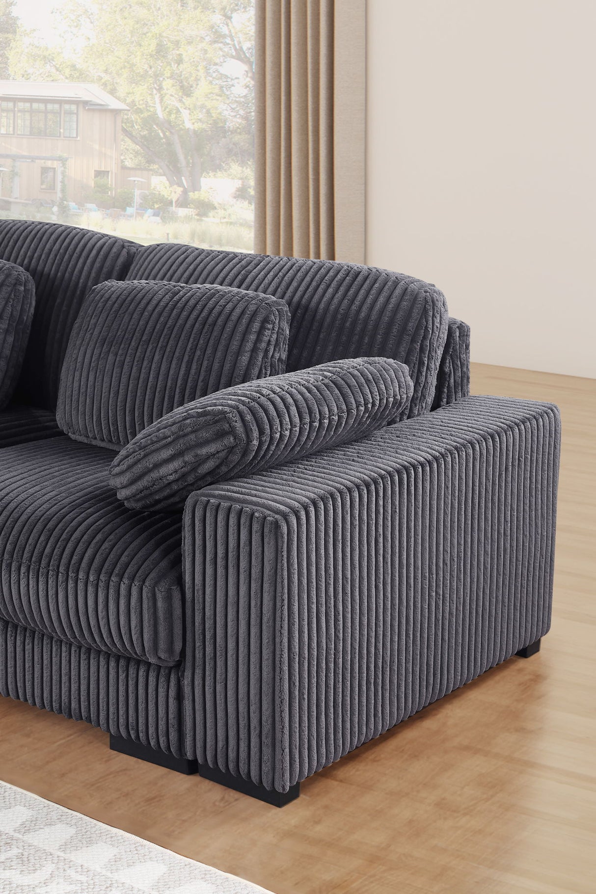 Nadine - Corduroy Modular Corner Sectional Sofa With Left Facing Chaise by Lilola Home | Bel Furniture