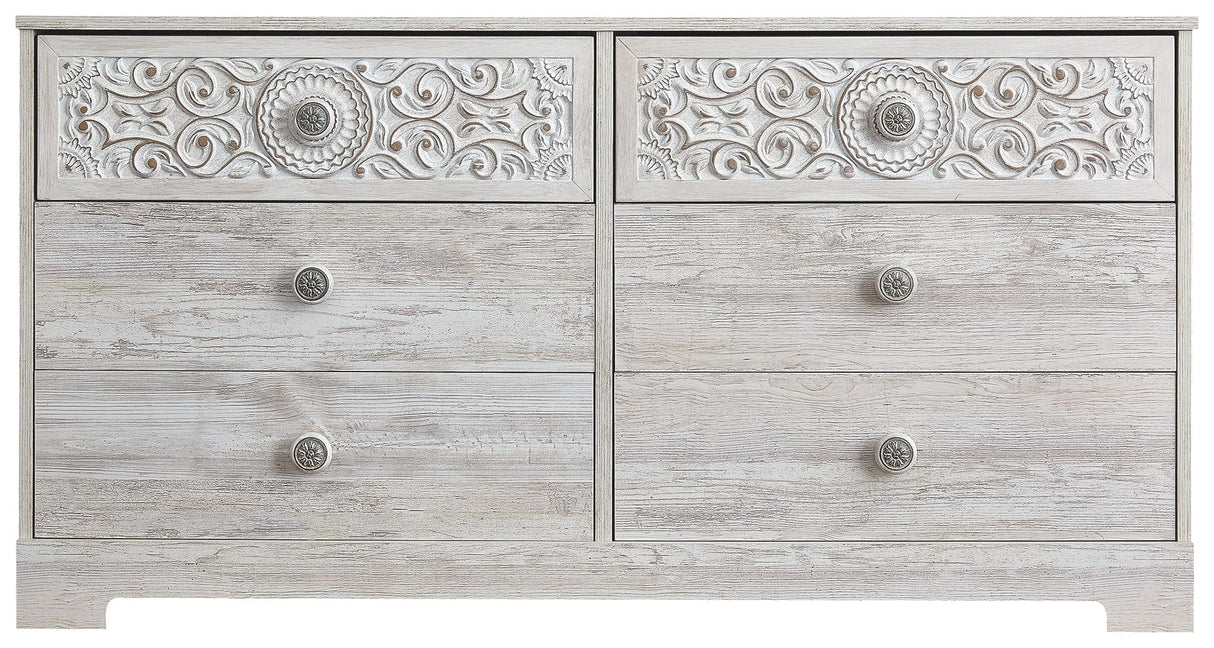 Paxberry - Whitewash - Six Drawer Dresser - Vinyl-Wrapped by Signature Design by Ashley® | Bel Furniture