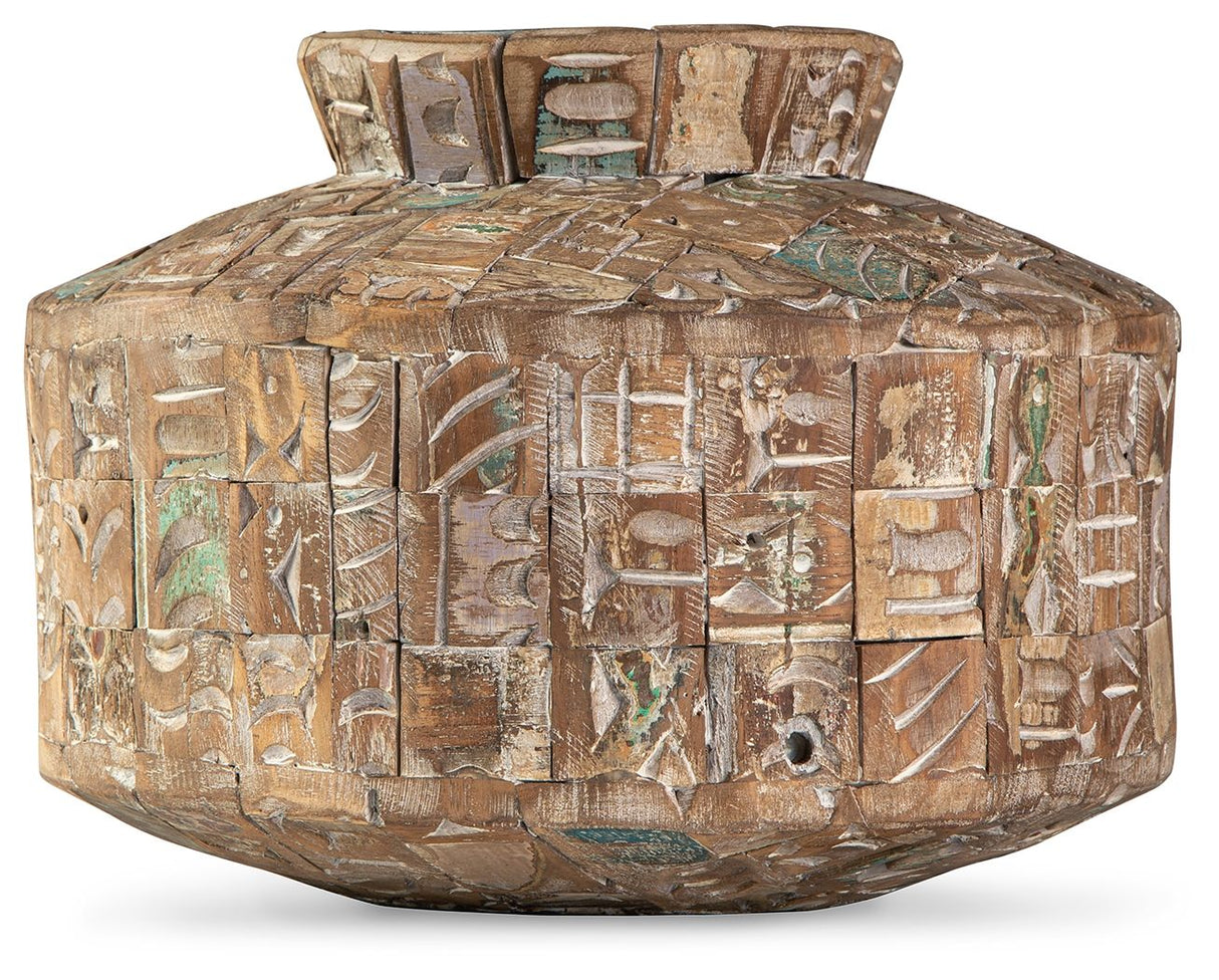 Meltland - Natural / Black - Vase - Square by Signature Design by Ashley® | Bel Furniture