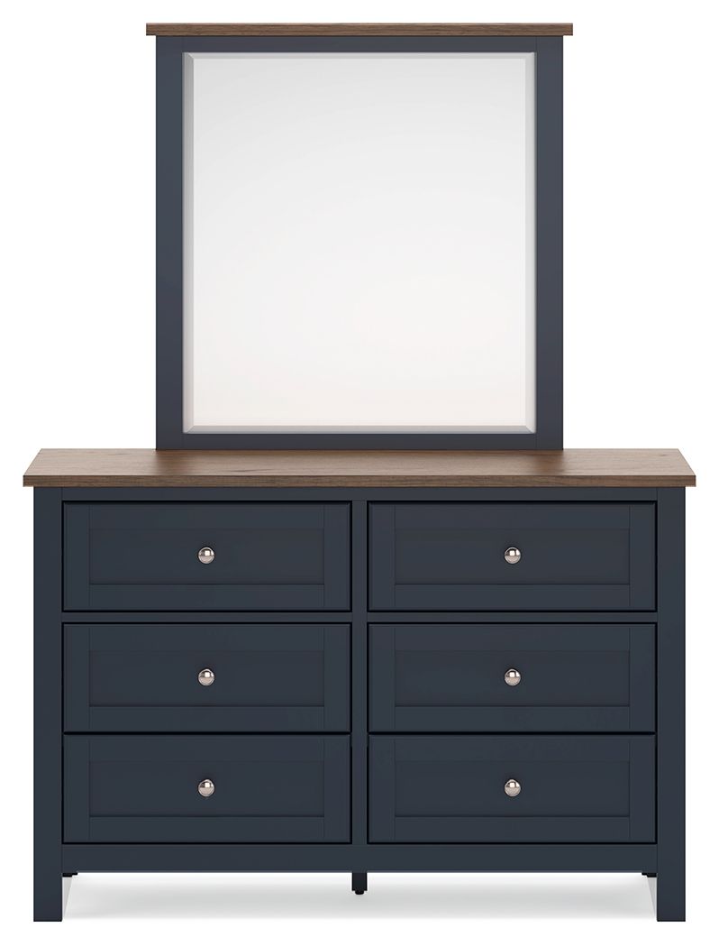 Landocken - Brown / Blue - Dresser and Mirror by Signature Design by Ashley® | Bel Furniture