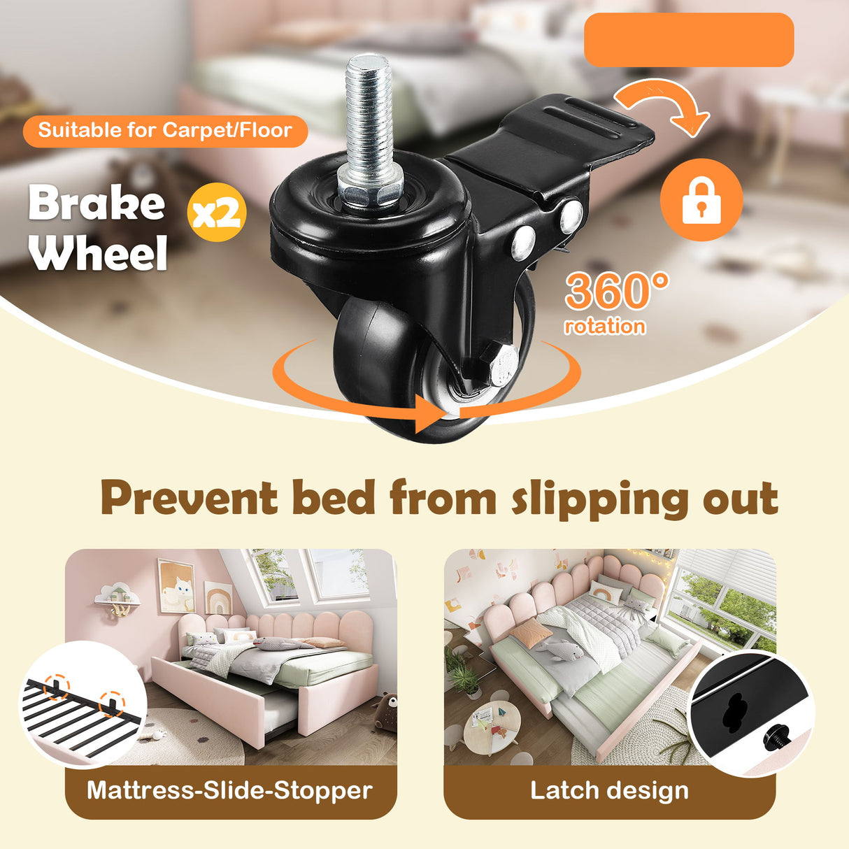 Upholstered Daybed With Metal Slatted Base