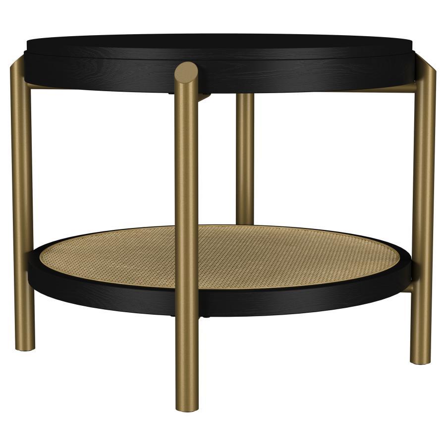 Arini - Round End Side Table With Storage Shelf Black by Coaster Fine Furniture | Bel Furniture