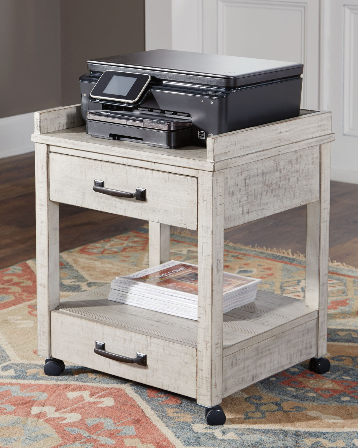 Carynhurst - Whitewash - Printer Stand by Signature Design by Ashley® | Bel Furniture