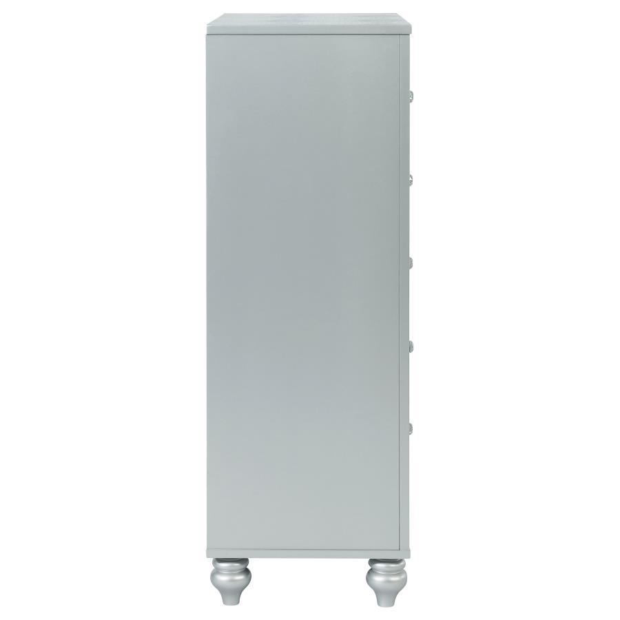 Gunnison - 5-Drawer Bedroom Chest - Silver Metallic by CoasterEssence | Bel Furniture