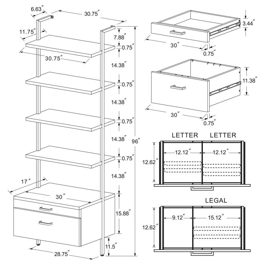 Owens - 3 Piece Wall Mounted Bookshelf Set - Walnut by Coaster Fine Furniture | Bel Furniture
