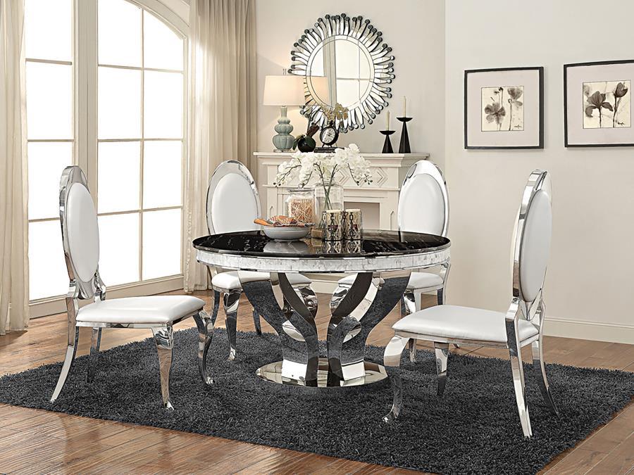 Anchorage - Round Glass Top Dining Table - Chrome by CoasterElevations | Bel Furniture