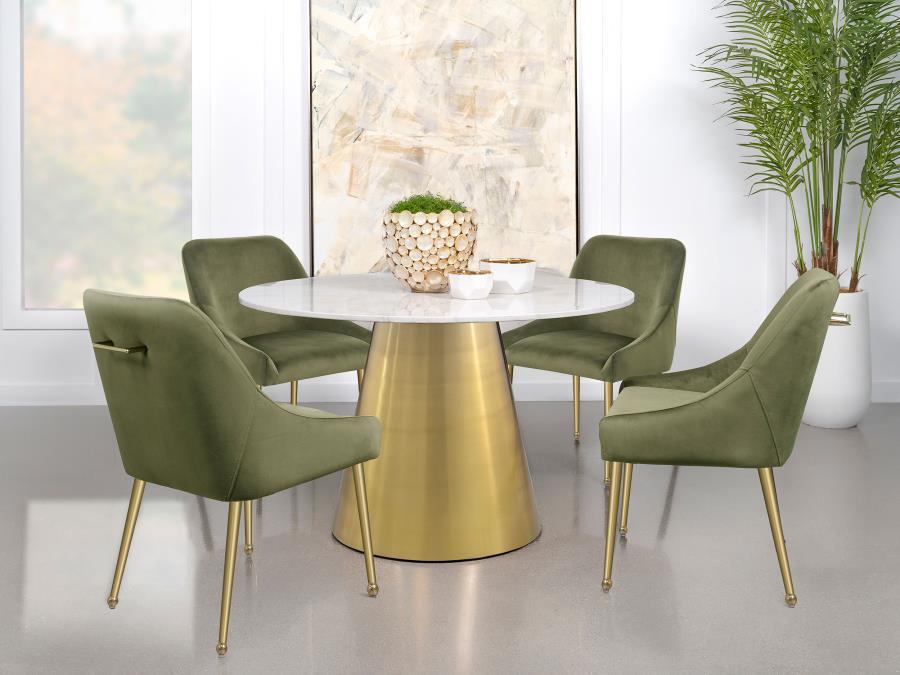 Ambrose - Round Marble Top Dining Table - Brushed Gold by Coaster Fine Furniture | Bel Furniture