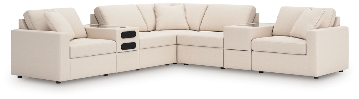 Modmax - Oyster - Sectional White 7 Pc. Sectional With Audio And Storage Consoles by Signature Design by Ashley® | Bel Furniture