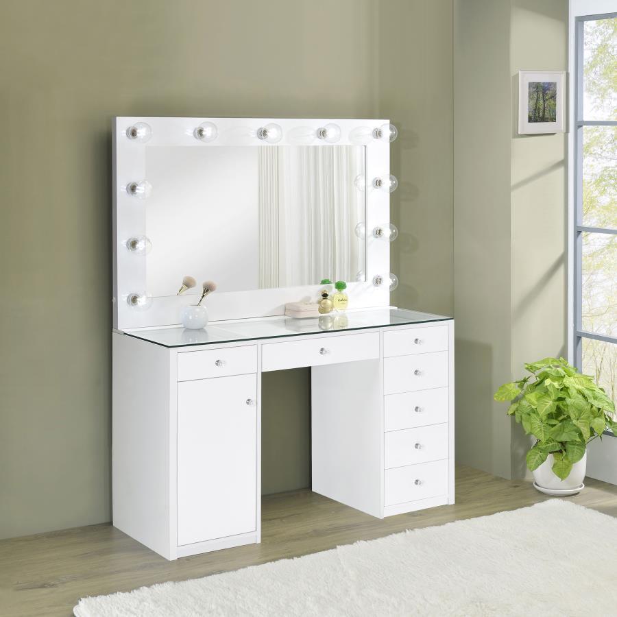 Acena - 7-Drawer Vanity Set With Lighting by CoasterEssence | Bel Furniture
