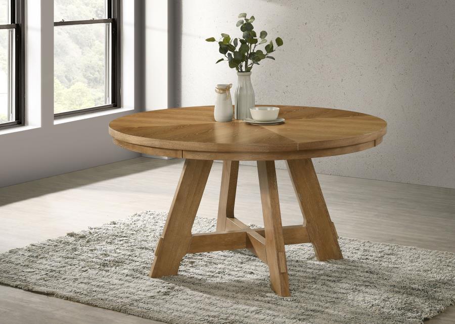 Danvers - Round Wood Dining Table - Brown Oak by Coaster Fine Furniture | Bel Furniture