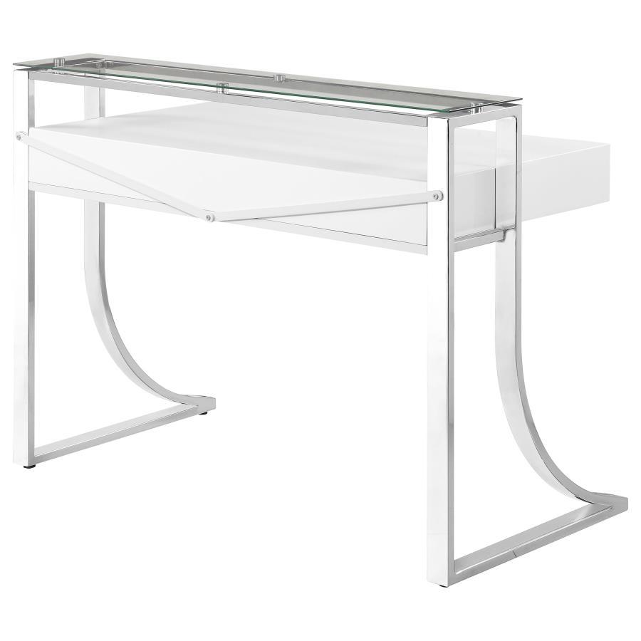 Gemma - 2-Drawer Writing Desk - White High Gloss by CoasterEssence | Bel Furniture