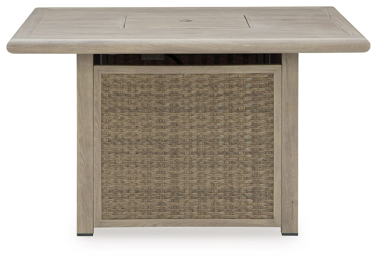Cliff Trails - Beige - Square Fire Pit Table by Signature Design by Ashley® | Bel Furniture