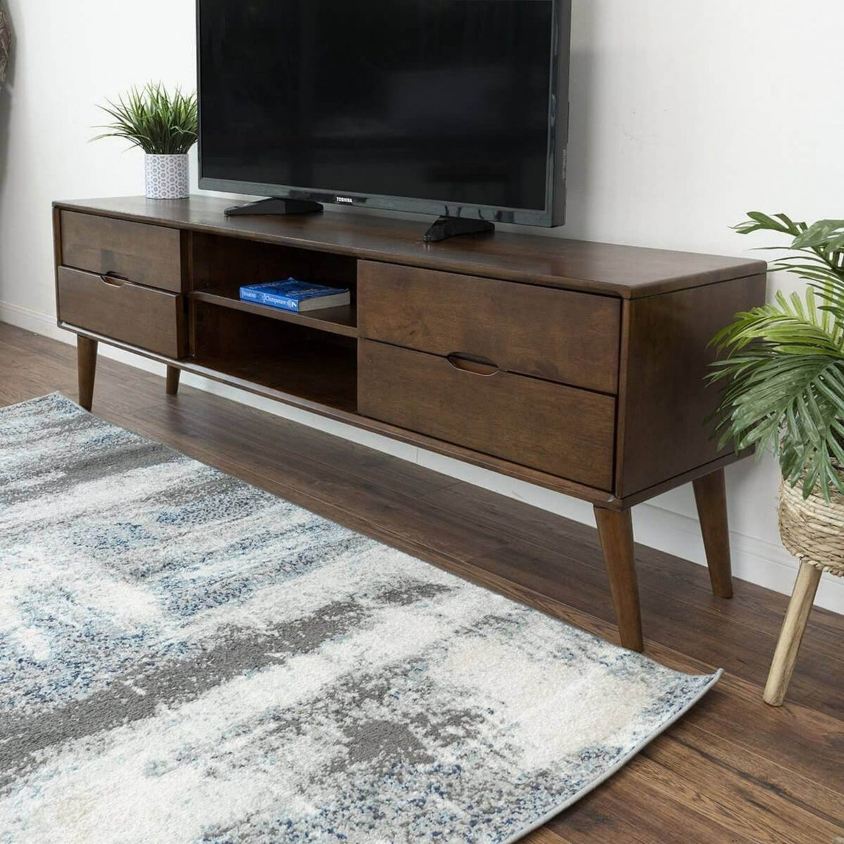 Adrian - TV Stand - Walnut Brown by Ashcroft Furniture | Bel Furniture