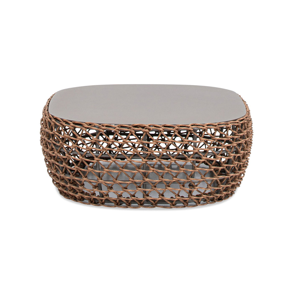 Willow - Oval Woven Patio Coffee Table, Wicker Frame