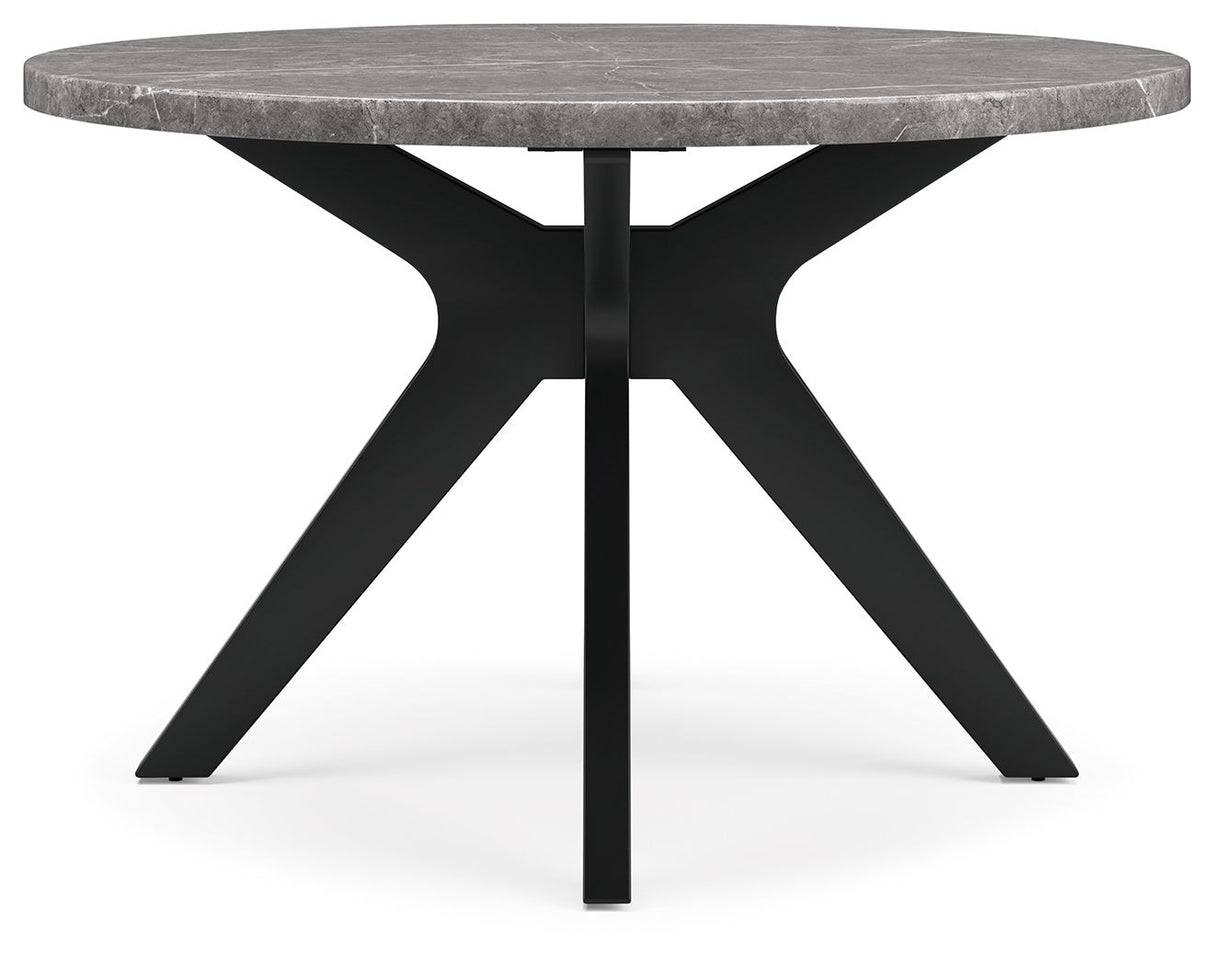 Glinari - Taupe / Black - Round Dining Room Table by Signature Design by Ashley® | Bel Furniture