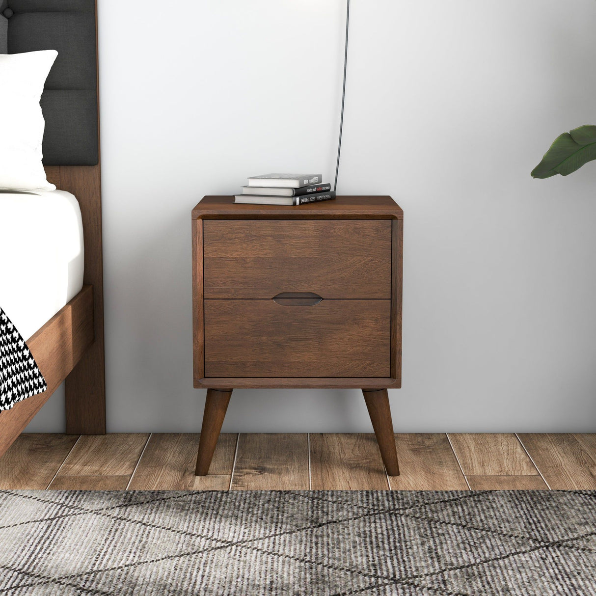 Alexandra - Night Stand With 2 Drawers - Walnut Brown by Ashcroft Furniture | Bel Furniture