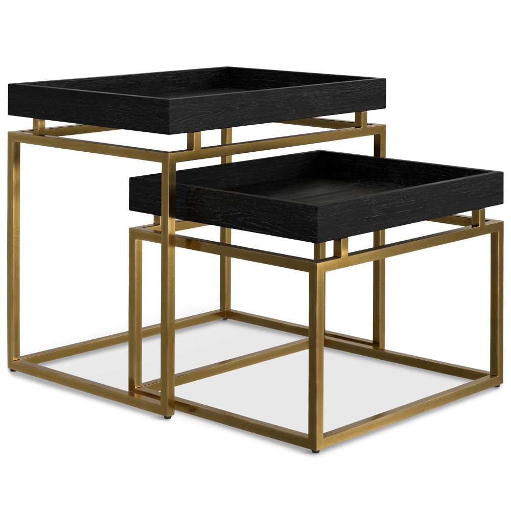 Macy - 2 Pieces Nesting Table - Black / Gold by Simpli-Home | Bel Furniture