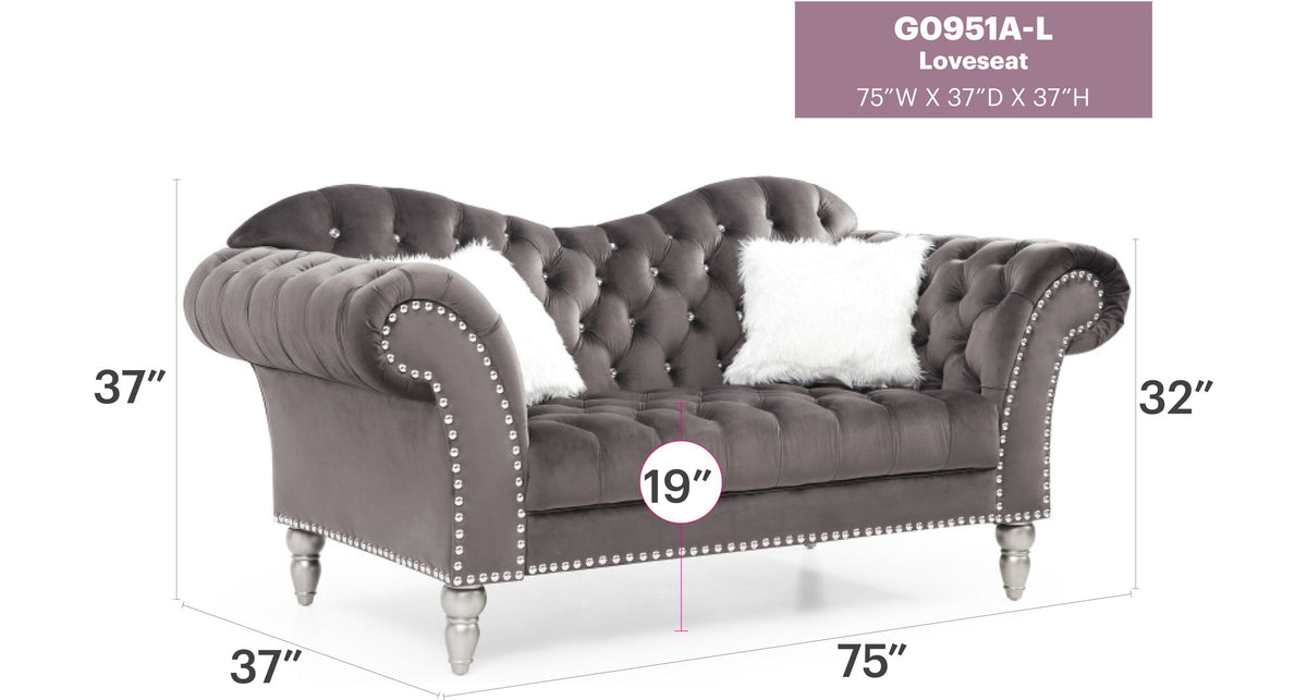 Elegant Round Arm Loveseat