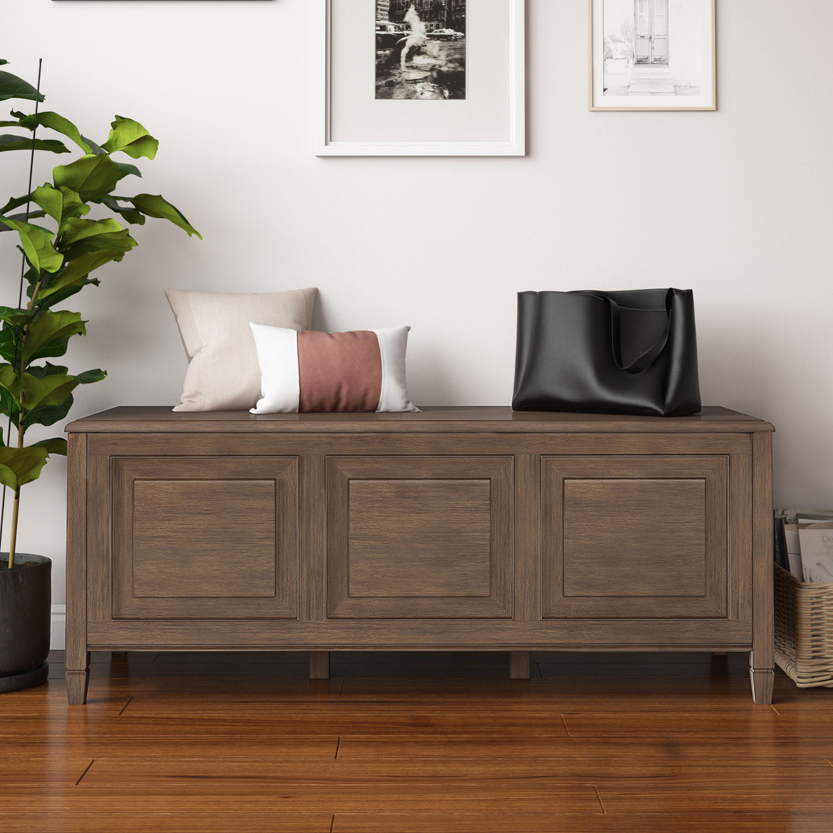 Connaught - Handcrafted Storage Bench Trunk by Simpli-Home | Bel Furniture
