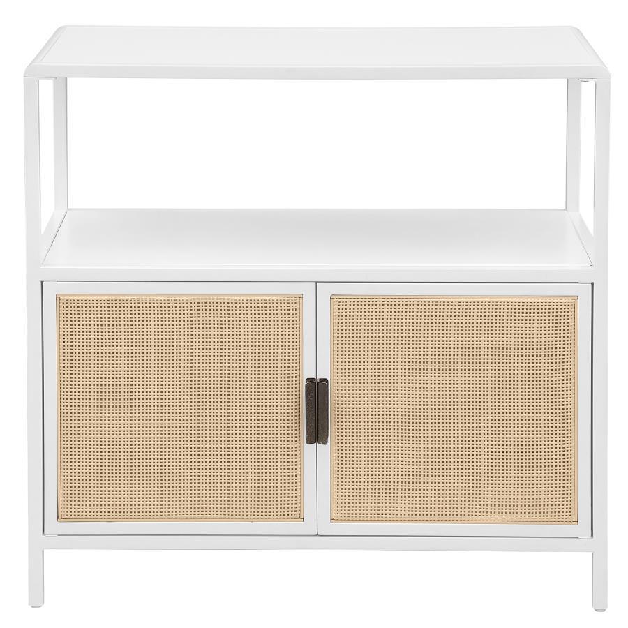 Amherst - 2-Door Radio Weave Cane Metal Accent Cabinet by Coaster Fine Furniture | Bel Furniture