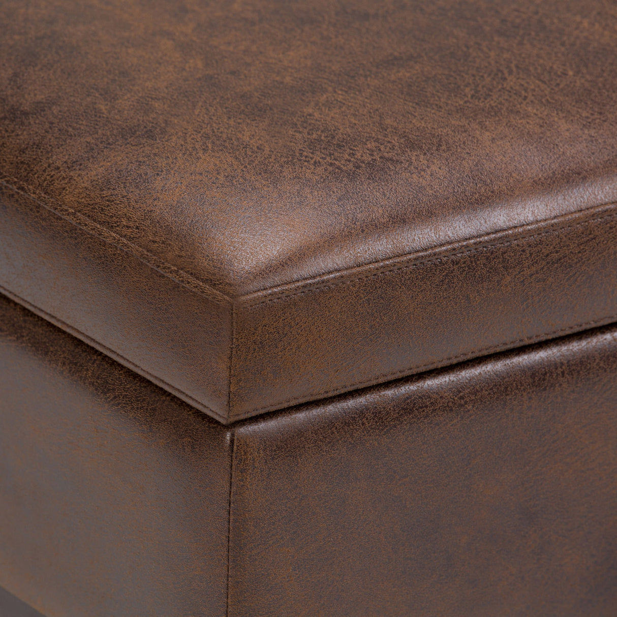 Owen - Square Coffee Table Storage Ottoman - Distressed Chestnut Brown by Simpli-Home | Bel Furniture