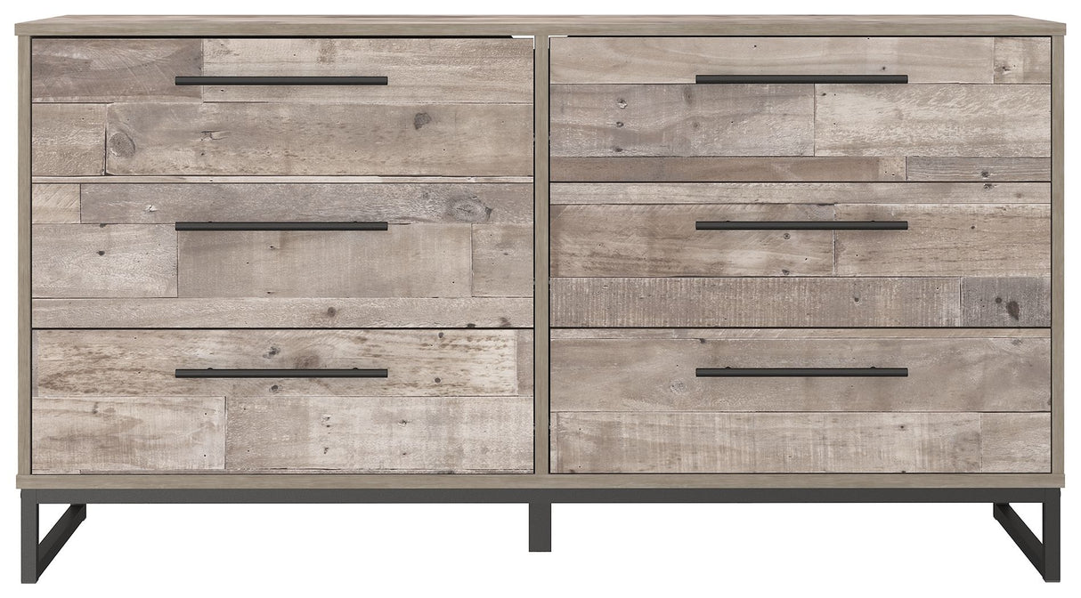 Neilsville - Whitewash - Six Drawer Dresser - Vinyl-Wrapped by Signature Design by Ashley® | Bel Furniture