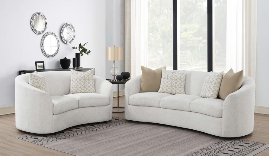Rainn - Boucle Upholstered Sloped Arm Sofa Set White 2 Pc. Sofa, Loveseat by CoasterEssence | Bel Furniture