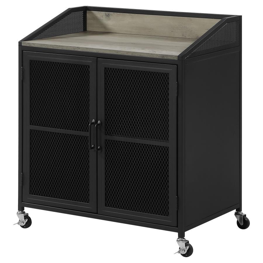 Arlette - 2 Door Mobile Home Bar Wine Cabinet - Sandy Black by CoasterEveryday | Bel Furniture